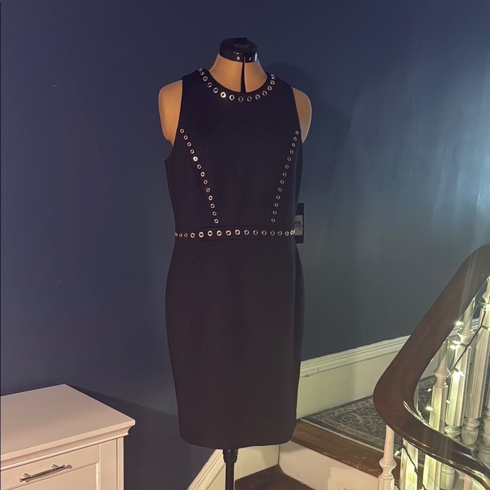 NWT Chic Black Grommet Midi Dress by Karl Lagerfeld